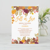 Fall in Lov Autumn Leaves Bridal Shower Invitation (Standing Front)