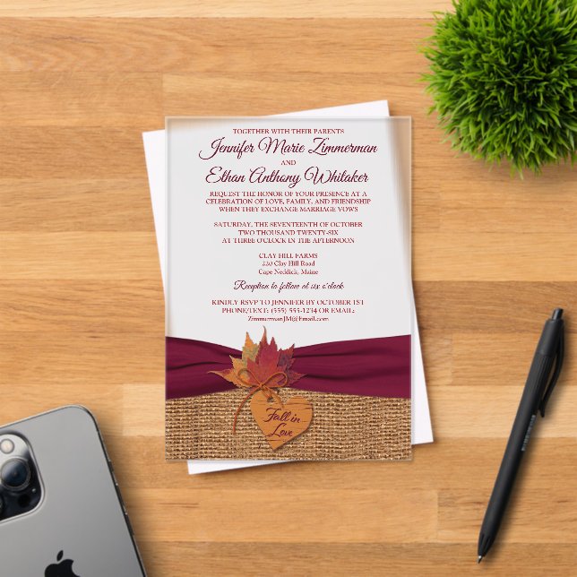 Fall in Love Acrylic Wedding Invitation (Insitu (Invitation Card))