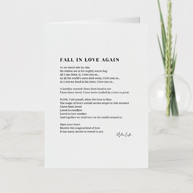 Fall in love again poem poetry  foil greeting card (Front)
