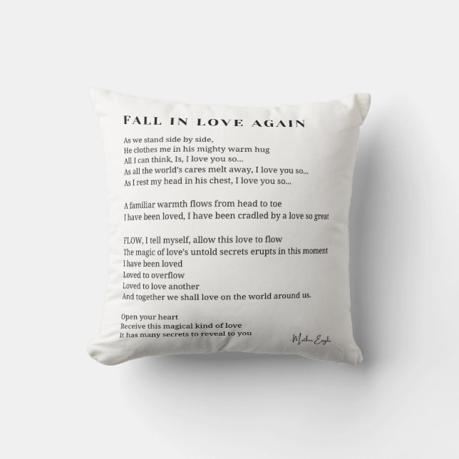 Fall in love again poem poetry  throw pillow (Front)
