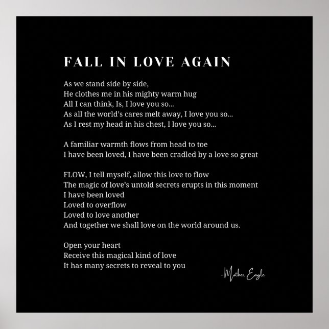 Fall in love again poem poetry wall art poster (Front)