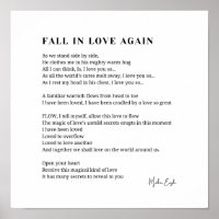 Fall in love again poem poetry wall art poster