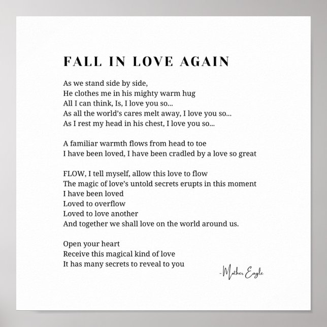 Fall in love again poem poetry wall art poster  (Front)