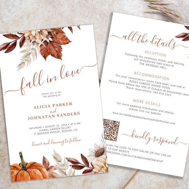 Fall in love all in one BUDGET wedding invitation (Creator Uploaded)