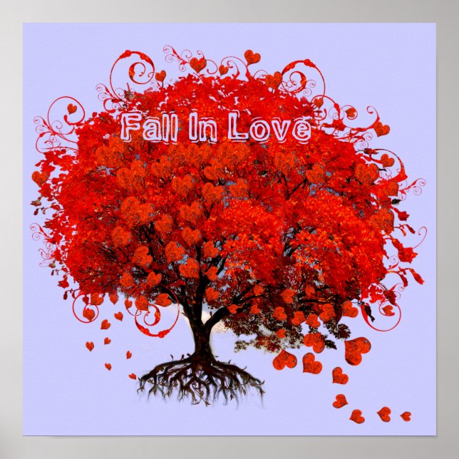Fall In Love Any color Background  Falling Tree Poster (Front)