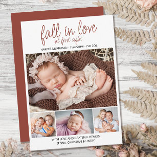 Fall in Love at First Sight 4 Photo Autumn Birth Announcement