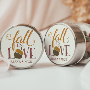 Fall in Love Autumn Acorn Personalized Classic Round Sticker