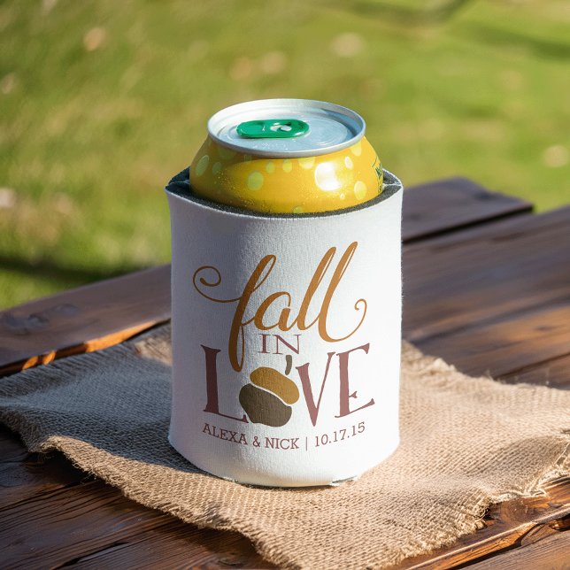 Fall in Love | Autumn Acorn Personalized Favor Can Cooler (Creator Uploaded)
