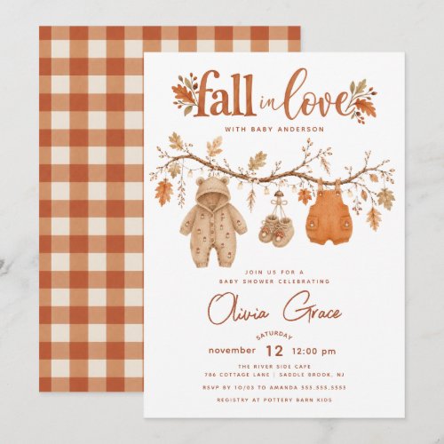 Fall in Love Autumn Baby Shower Invitation