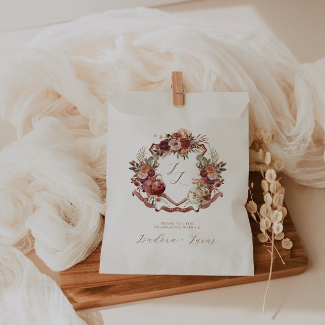 Fall In Love | Autumn Blooms Wedding Crest Favor Bag (Creator Uploaded)