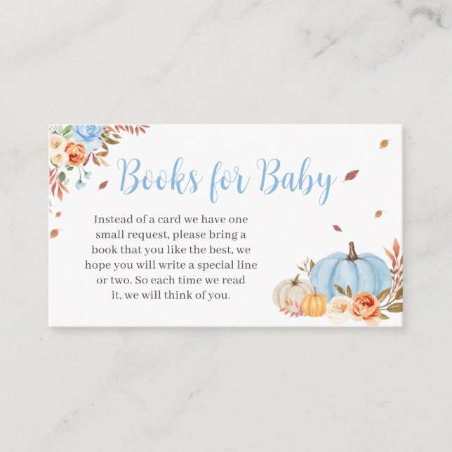 Fall in Love Autumn Blue Pumpkin Books for Baby Enclosure Card (Front)