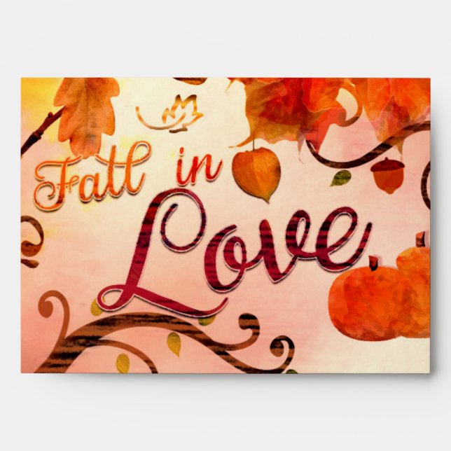 FALL IN LOVE Autumn Bridal Shower Any Event Favor Envelope (Front)