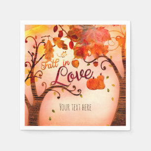 FALL IN LOVE Autumn Bridal Shower Any Event Paper Napkins