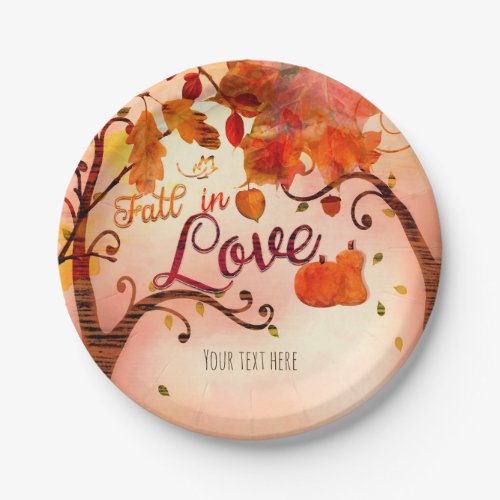 FALL IN LOVE Autumn Bridal Shower Any Event Paper Plates