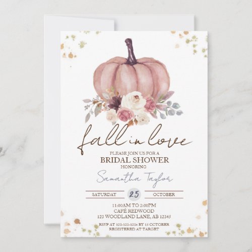 Fall in Love Autumn Bridal Shower Floral  Invitation