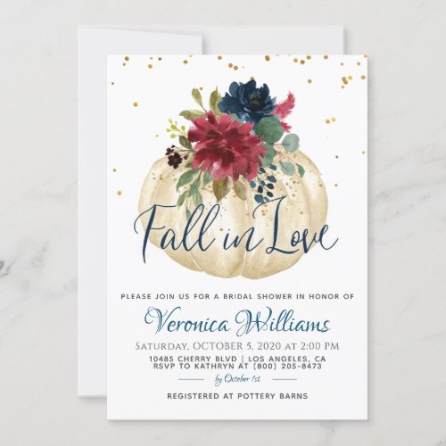 Fall in Love Autumn Bridal Shower Invitation