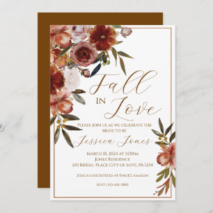Fall In Love Autumn Bridal Shower Invitation