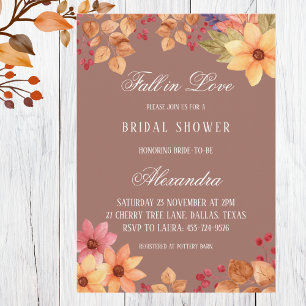 Fall in Love Autumn Bridal Shower Invitation