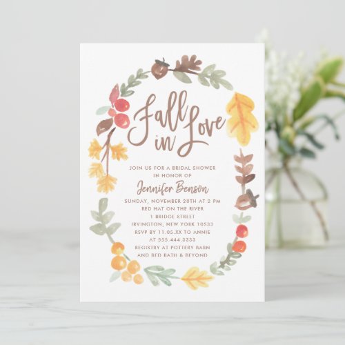 Fall in Love Autumn Bridal Shower Invitation