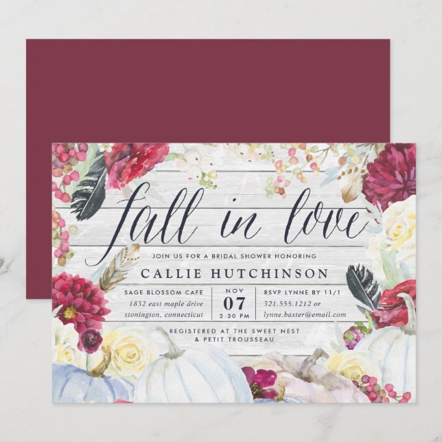 Fall in Love | Autumn Bridal Shower Invitation (Front/Back)