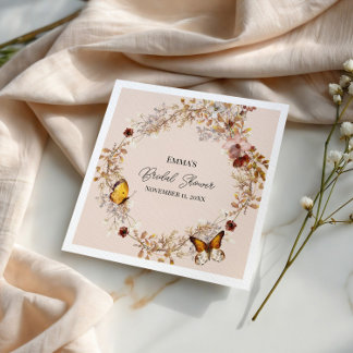 Fall in Love Autumn Bridal Shower Paper Napkin
