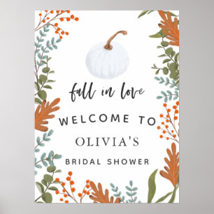 Fall In Love Autumn Bridal Shower Welcome Sign