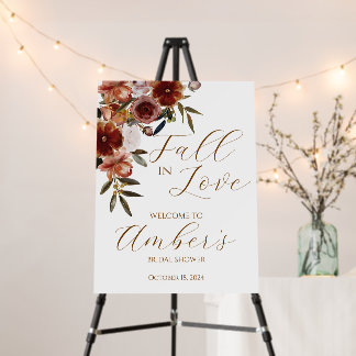 Fall In Love Autumn Bridal Shower Welcome Sign