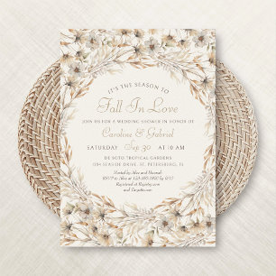 Fall In Love Autumn Coed Couples Bridal Shower Invitation