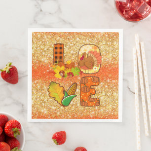 Fall In Love Autumn Customize Color Paper Dinner Napkins