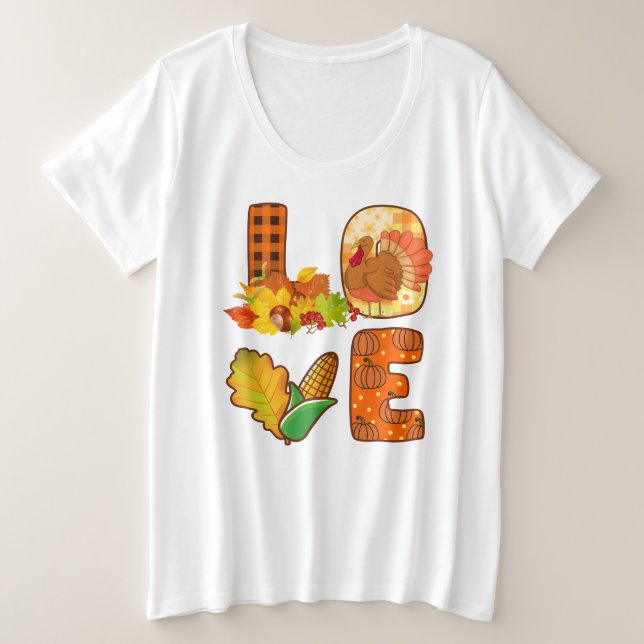 Fall In Love Autumn Customize Plus Size T-Shirt (Design Front)