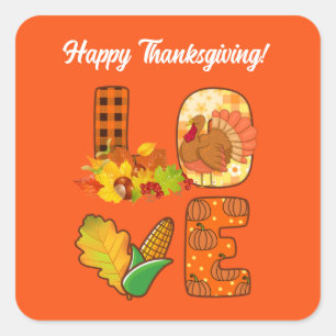 Fall In Love Autumn Customize Square Sticker