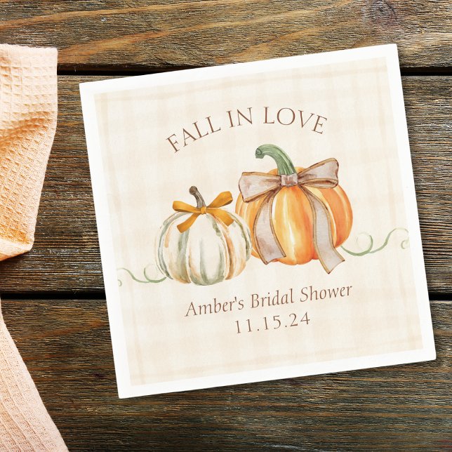 "Fall in Love" Autumn Elegant Fall Bridal Shower Napkins (Creator Uploaded)
