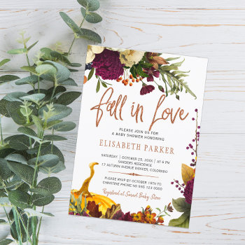 Fall In Love Autumn Fall Floral Baby Shower Invitation by invitations_kits at Zazzle