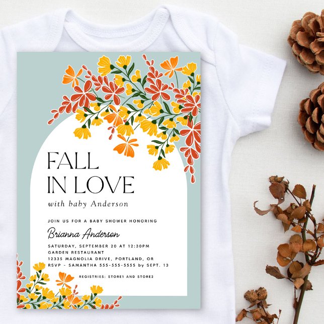 Fall In Love Autumn Floral Baby Shower Invitation (Creator Uploaded)