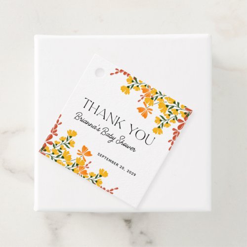 Fall In Love Autumn Floral Baby Shower Thank You Favor Tags