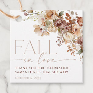 Fall in love autumn floral brown bridal shower favor tags