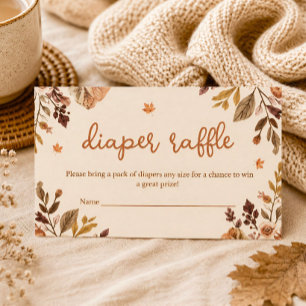 Fall in Love Autumn Floral Rustic Diaper Raffle Note Card