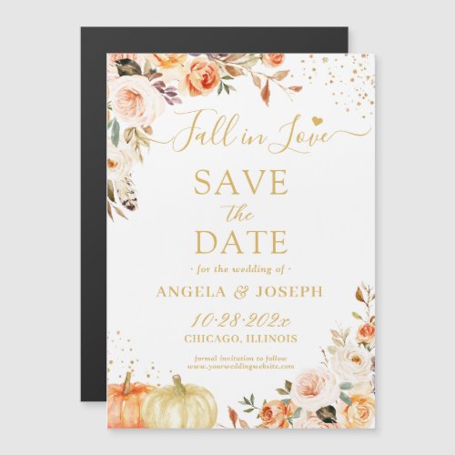 Fall in Love Autumn Floral Save the Date Magnet