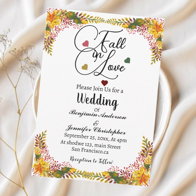 Fall in Love  Autumn Floral Wedding  Invitation (Creator Uploaded)