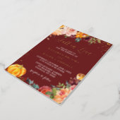 Fall in Love Autumn Floral Wedding Real Gold Foil Invitation (Rotated)