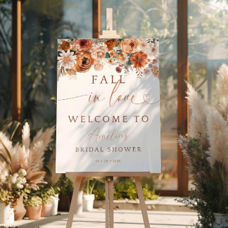 Fall In Love Autumn Floral Welcome Sign