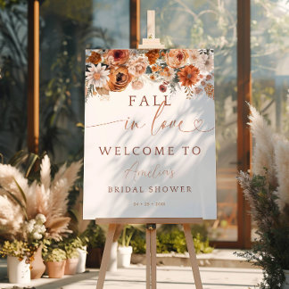 Fall In Love Autumn Floral Welcome Sign