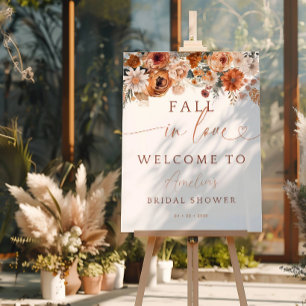 Fall In Love Autumn Floral Welcome Sign
