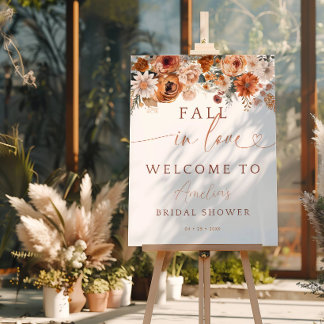 Fall In Love Autumn Floral Welcome Sign