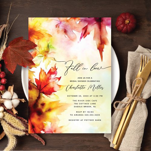 Fall In Love Autumn Foliage Bridal Shower Invitation
