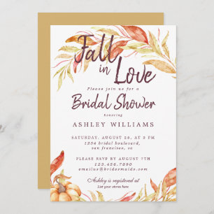 Fall in Love Autumn Foliage Bridal Shower Invitation