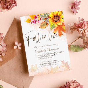 Fall in love autumn foliage bridal shower invite