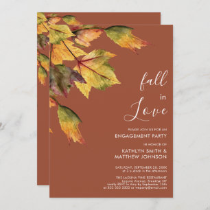 Fall in Love Autumn Foliage Elegant Engagement Invitation