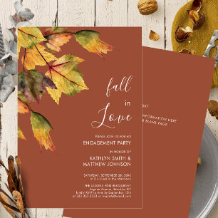 Fall in Love Autumn Foliage Elegant Engagement Invitation
