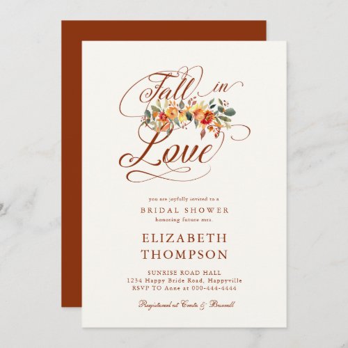 Fall in Love Autumn Garland Romantic Bridal Shower Invitation